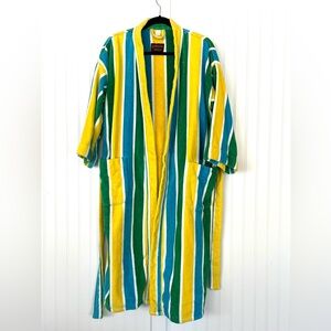 Bill Blass Yellow and Green Striped Robe